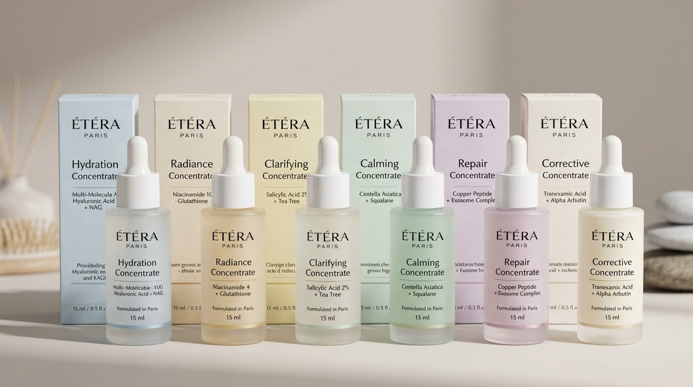 ÉTÉRA PARIS skincare products lineup preview
